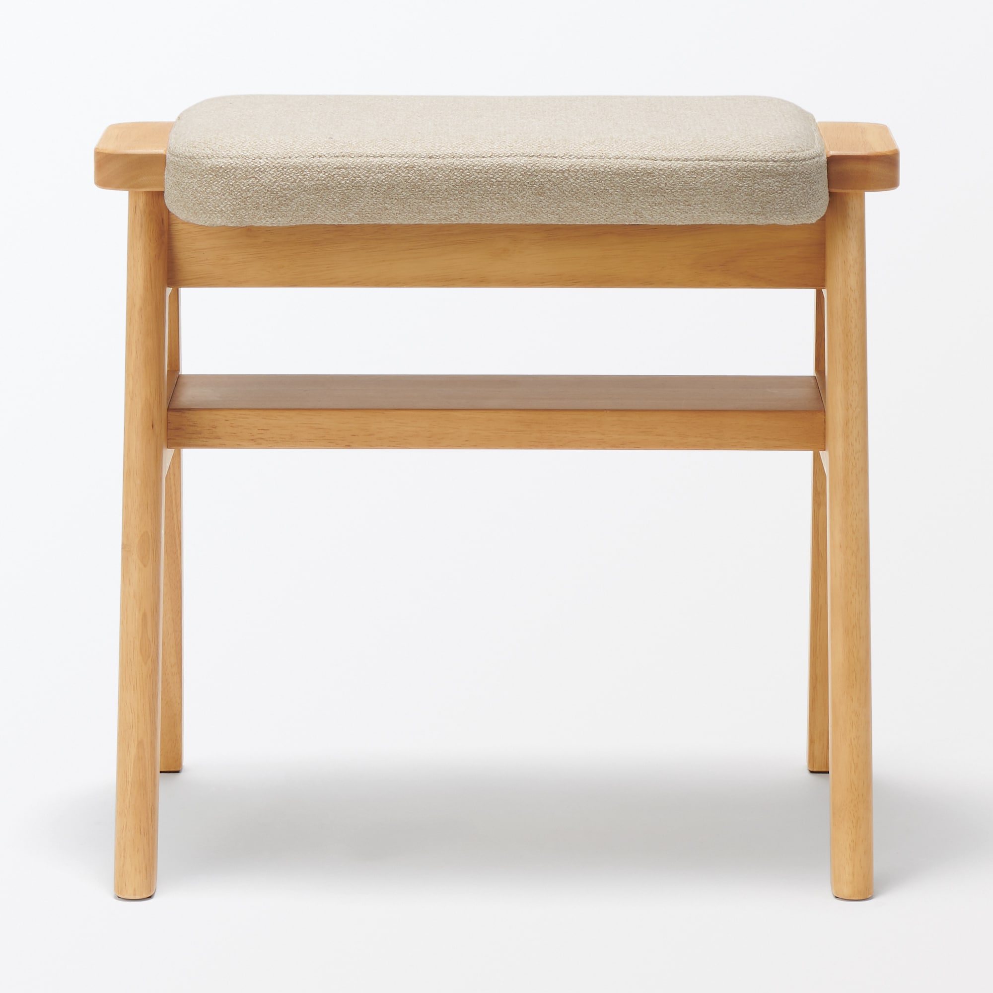 再生ポリエステル混　木製スタッキングスツール　ベージュ