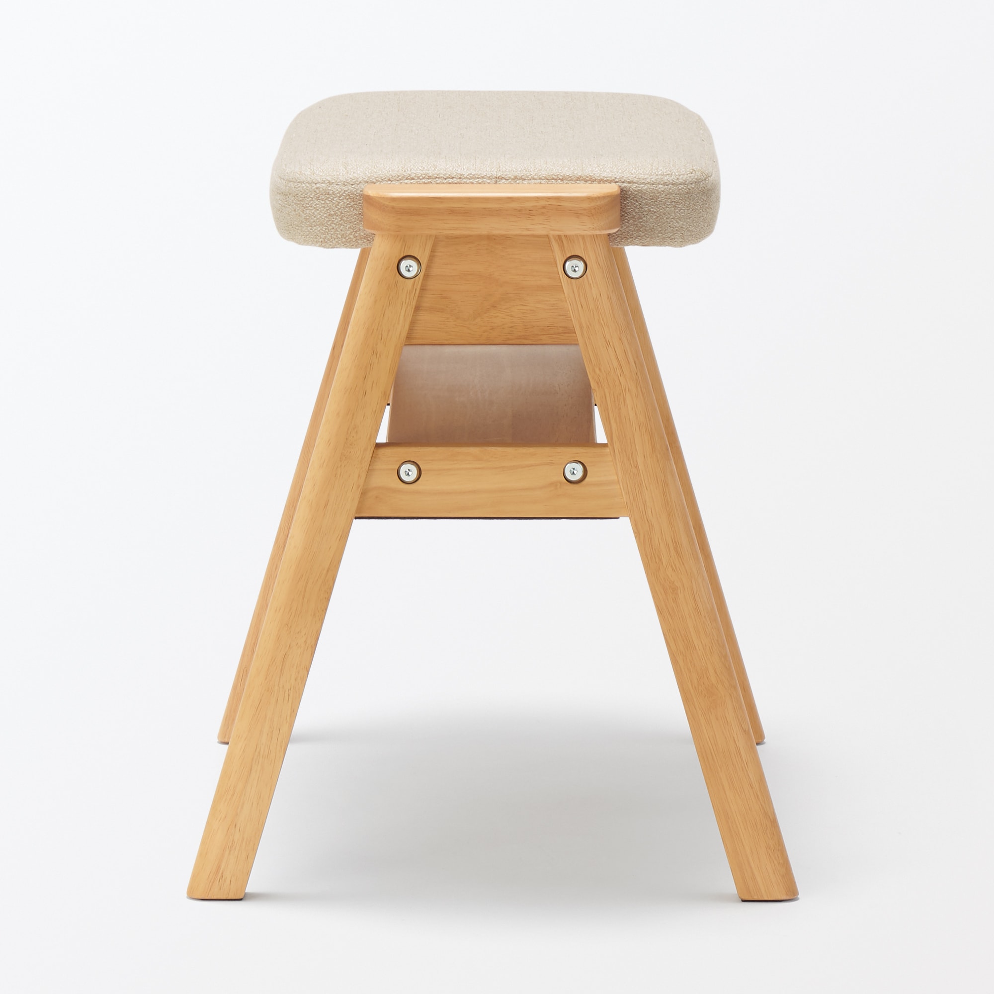 再生ポリエステル混　木製スタッキングスツール　ベージュ