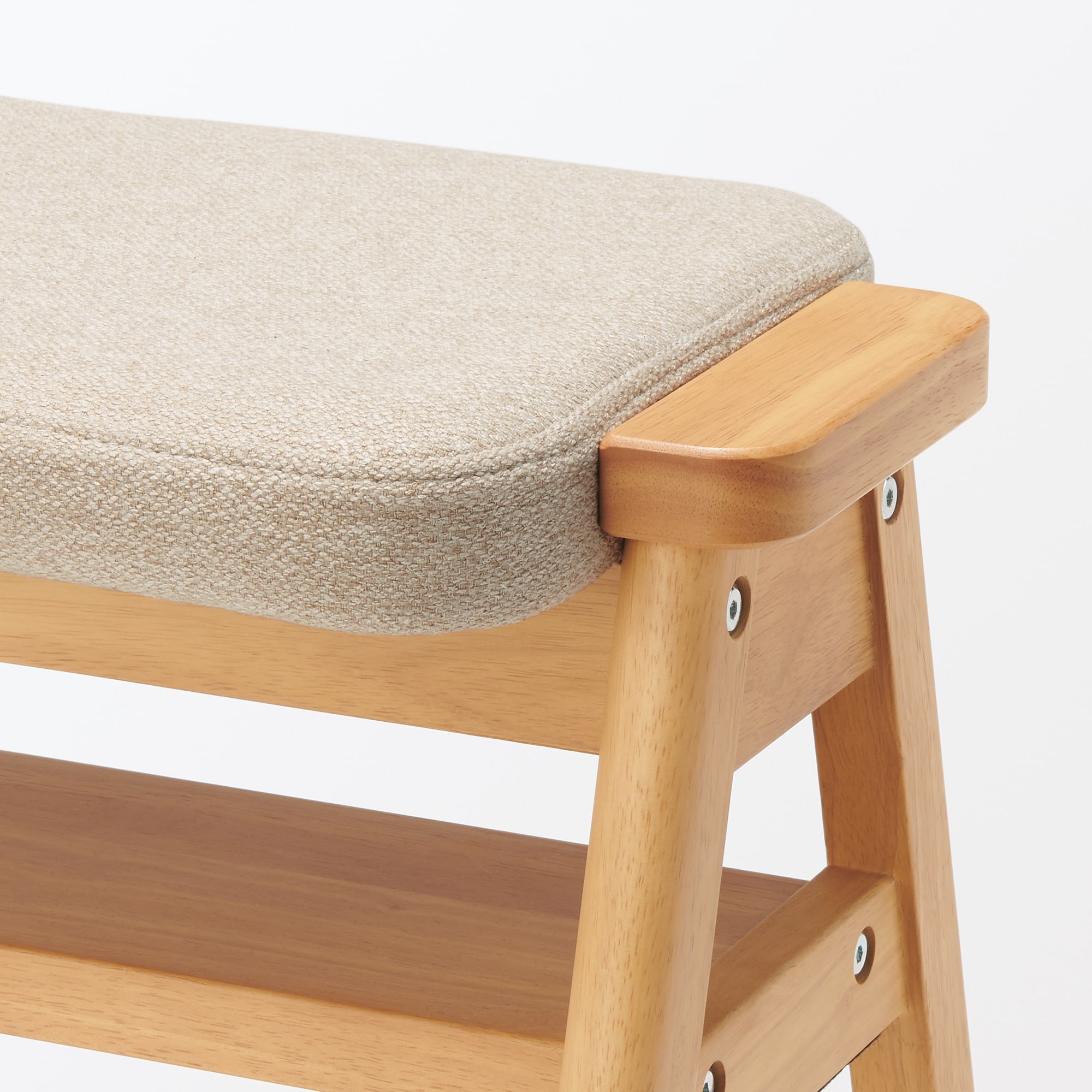 再生ポリエステル混　木製スタッキングスツール　ベージュ