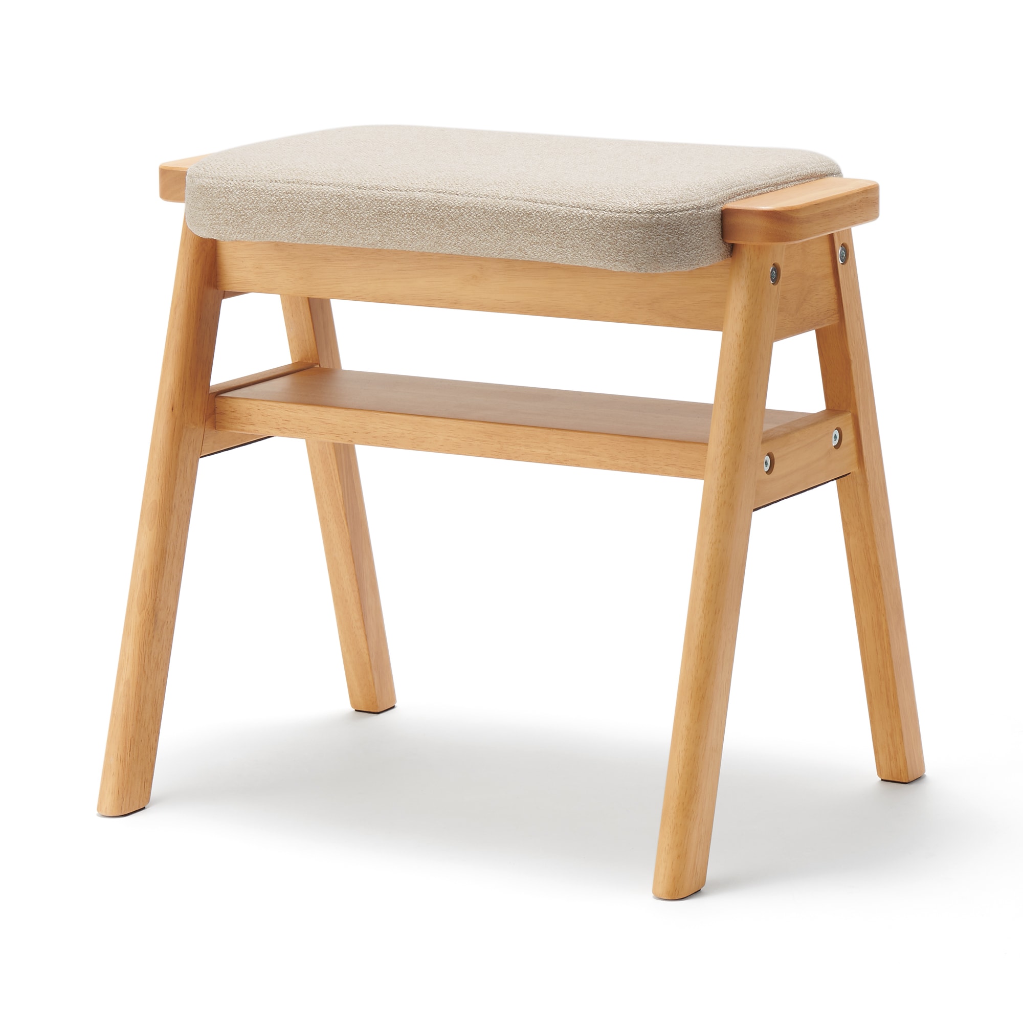 再生ポリエステル混　木製スタッキングスツール　ベージュ