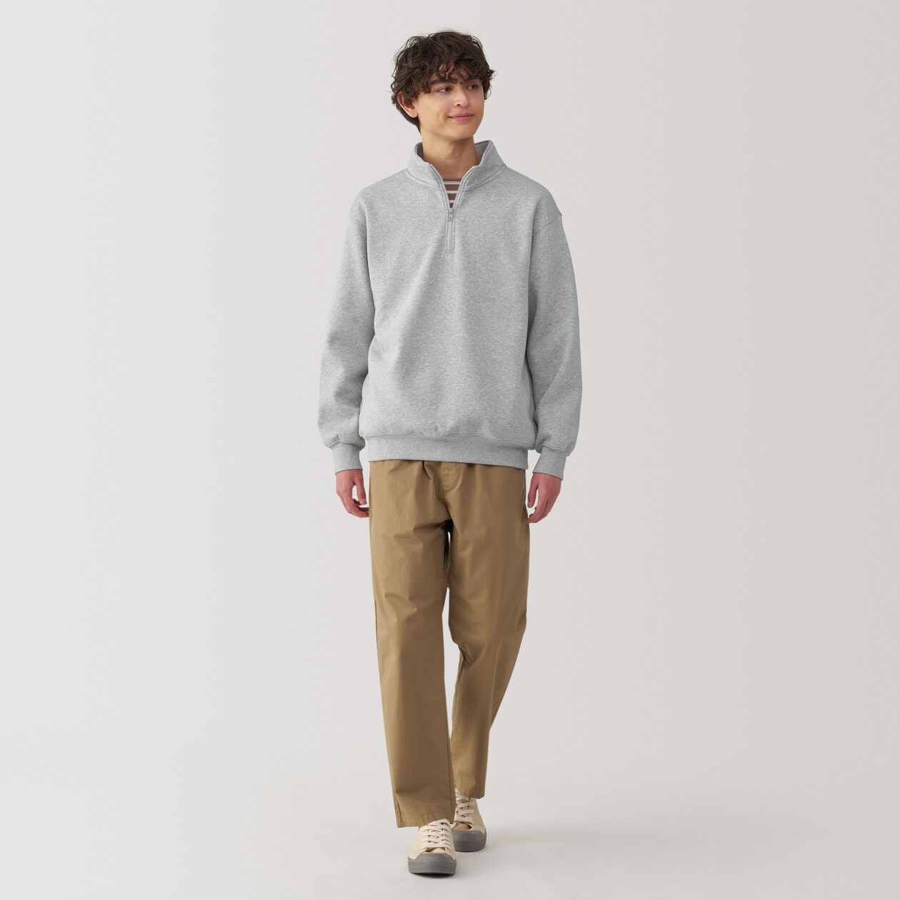 紳士　ハーフジップスウェットシャツ