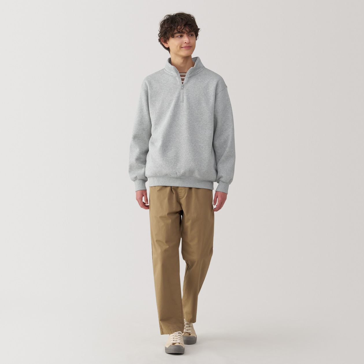 紳士　ハーフジップスウェットシャツ