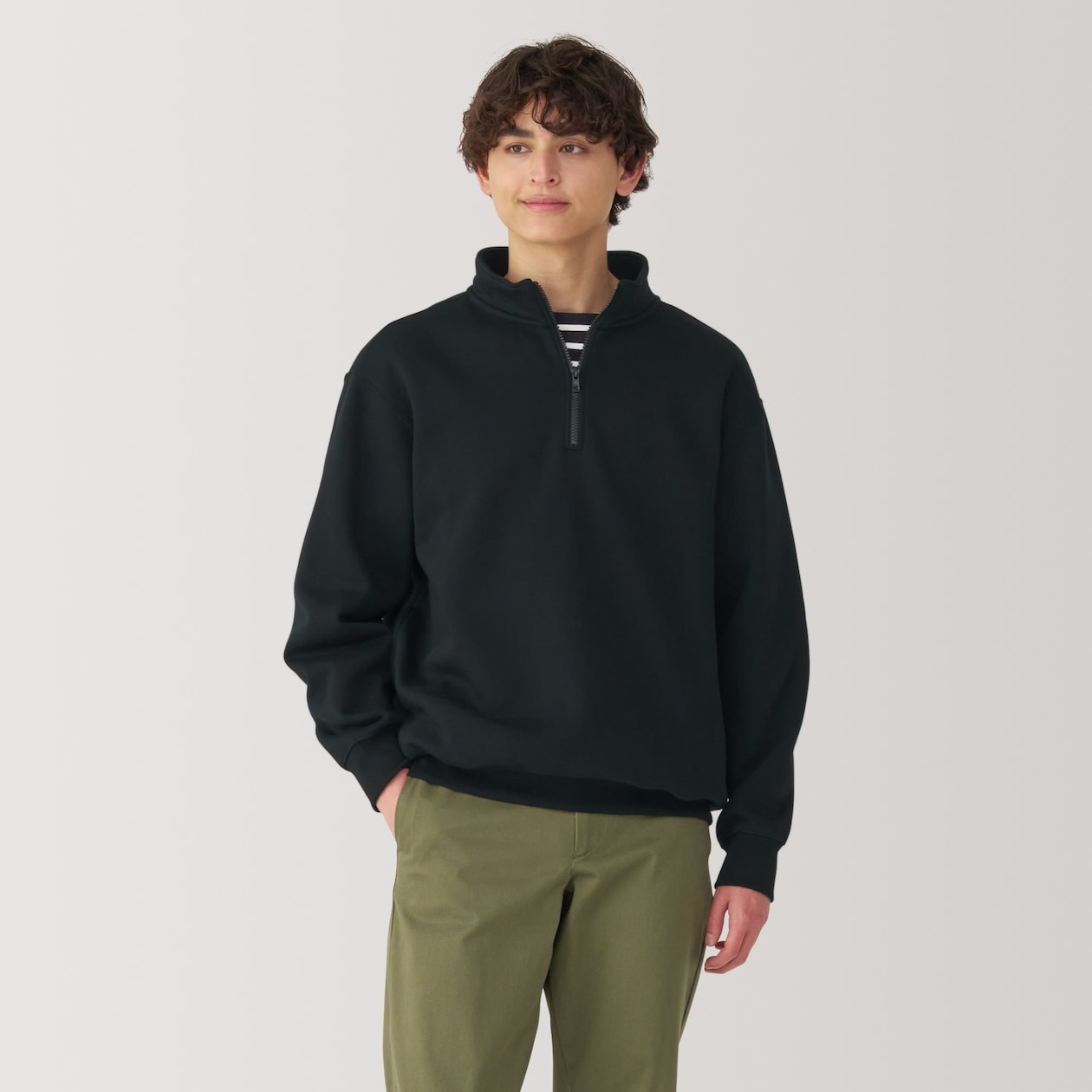 紳士　ハーフジップスウェットシャツ