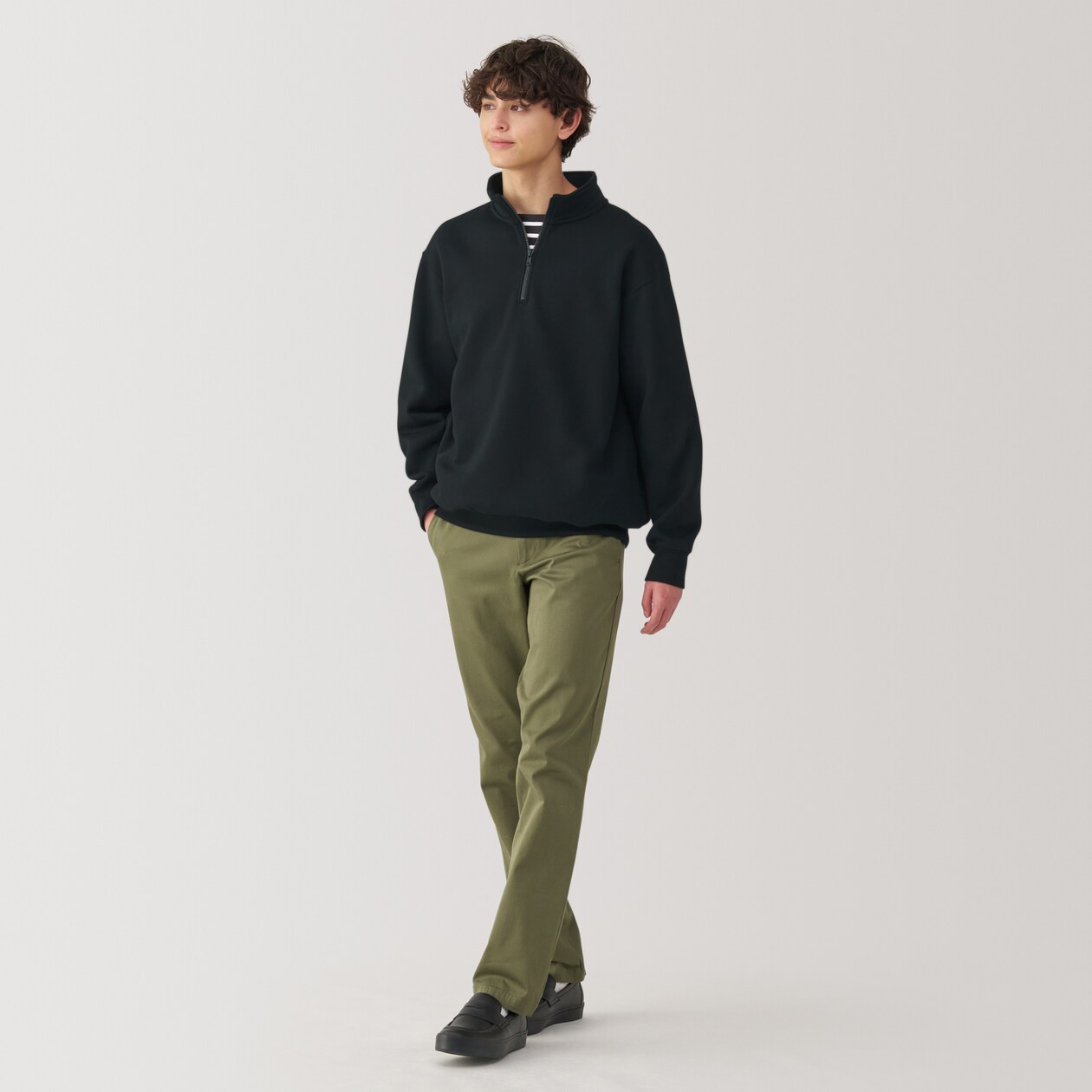 紳士　ハーフジップスウェットシャツ