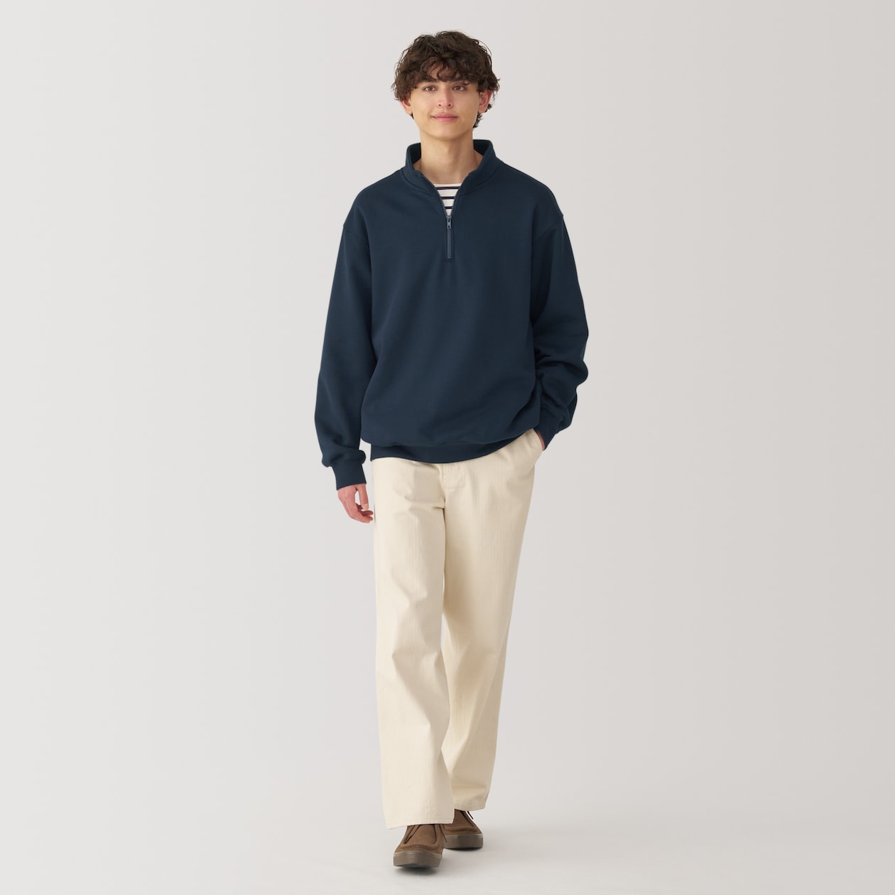 紳士　ハーフジップスウェットシャツ