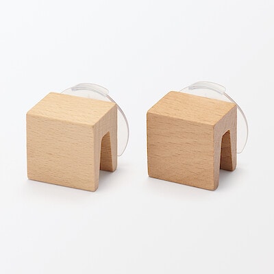 【１月中旬発売予定】引き出しやすくなる　つまみ　角型　ファイルボックス用　２個入り　ブナ材