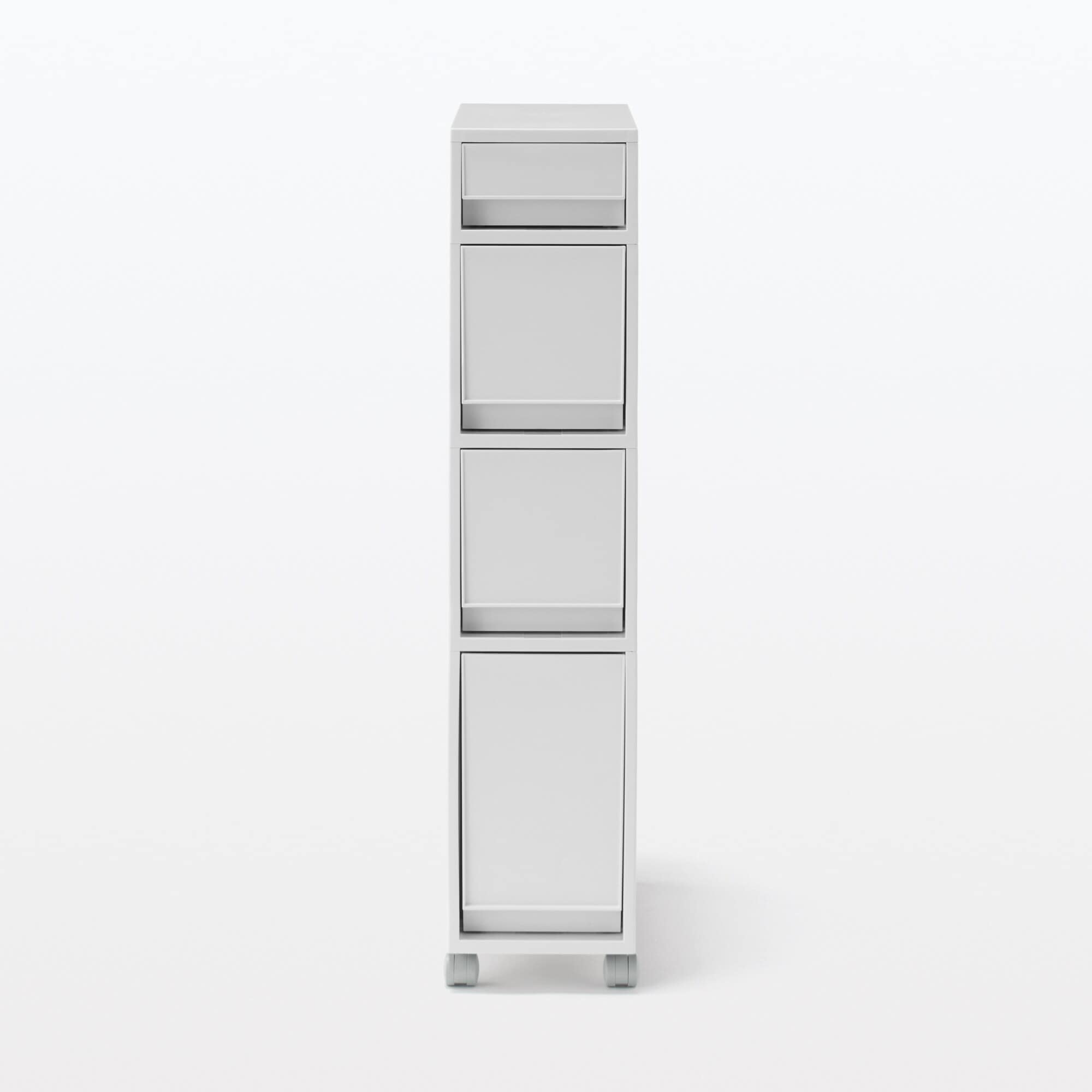 【宅送】再生ポリプロピレン入り　収納ストッカー　キャスター付２　ホワイトグレー