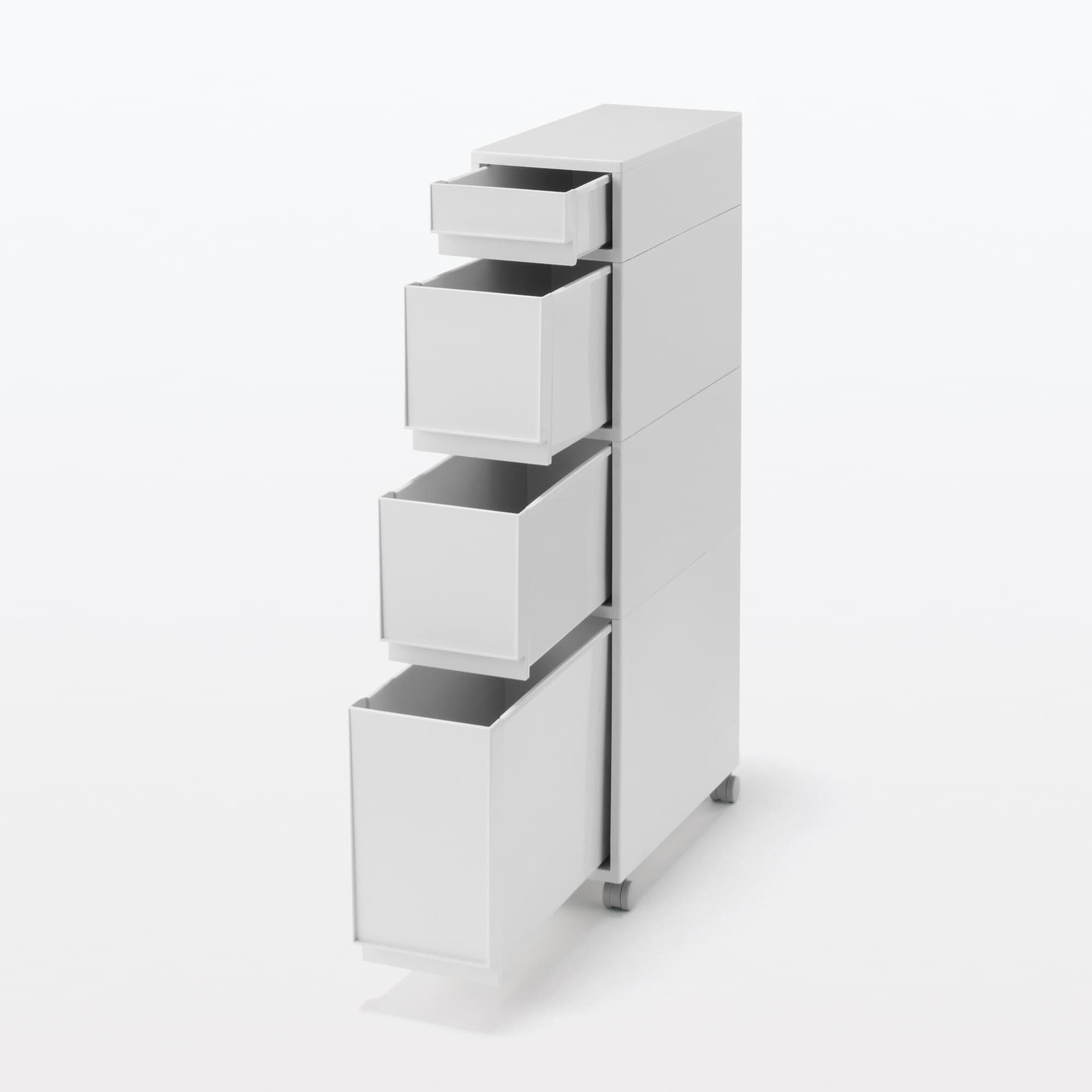 【宅送】再生ポリプロピレン入り　収納ストッカー　キャスター付２　ホワイトグレー