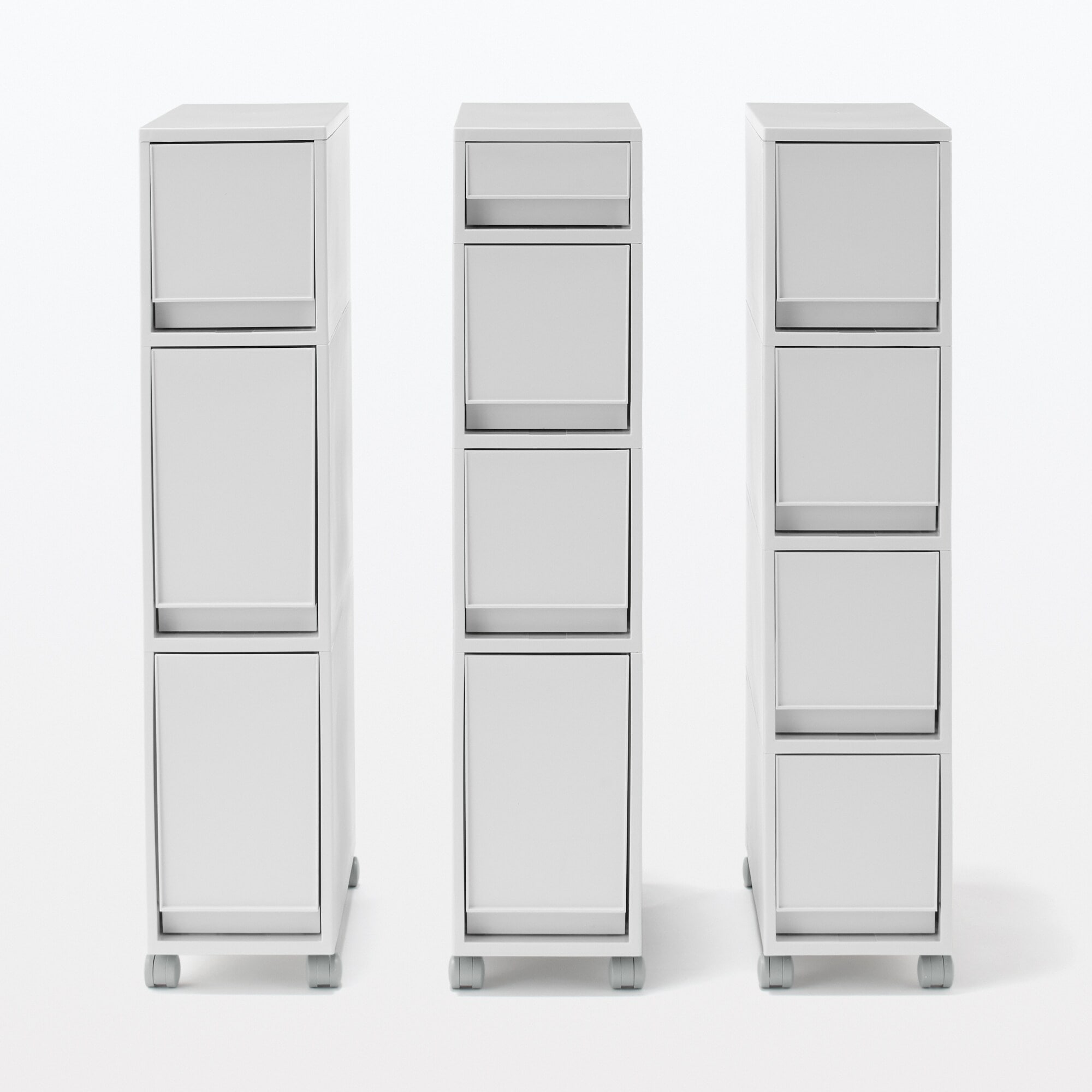 【宅送】再生ポリプロピレン入り　収納ストッカー　キャスター付２　ホワイトグレー