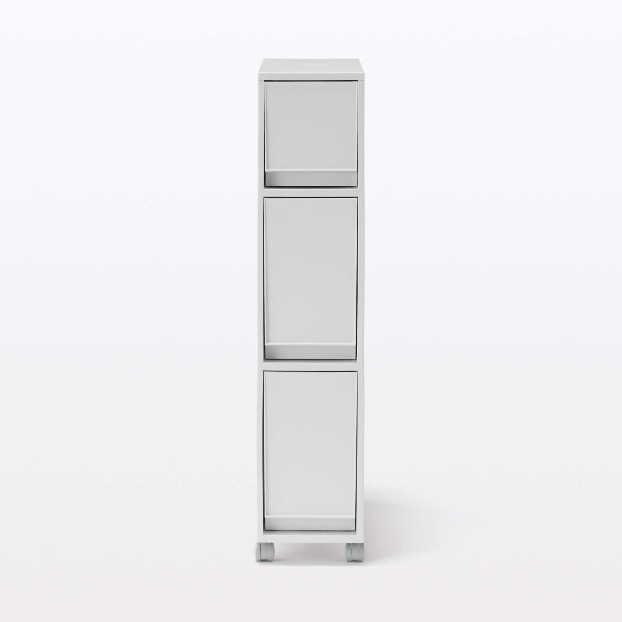 【宅送】再生ポリプロピレン入り　収納ストッカー　キャスター付１　ホワイトグレー