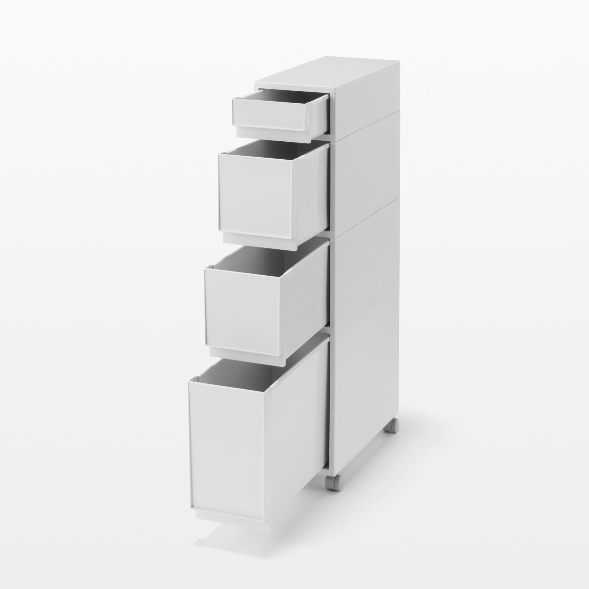 再生ポリプロピレン入り　収納ストッカー　キャスター付２　ホワイトグレー