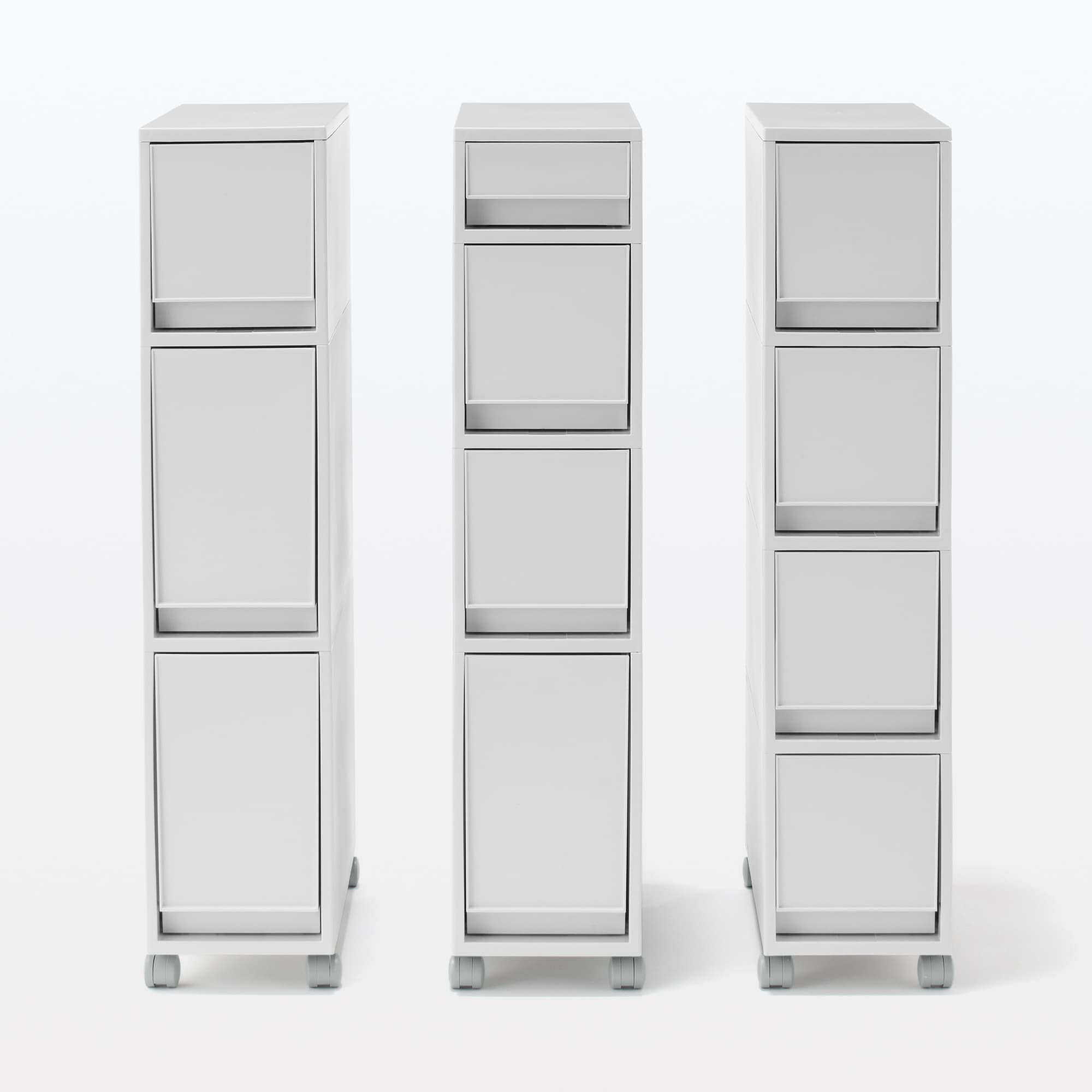 再生ポリプロピレン入り　収納ストッカー　キャスター付２　ホワイトグレー