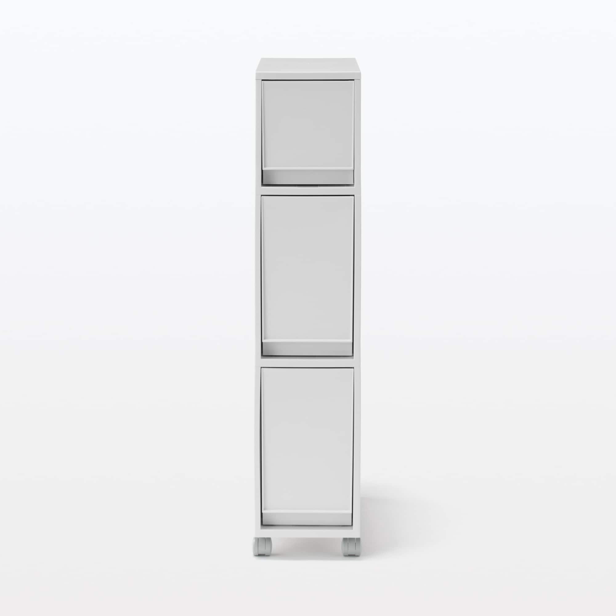 再生ポリプロピレン入り　収納ストッカー　キャスター付１　ホワイトグレー