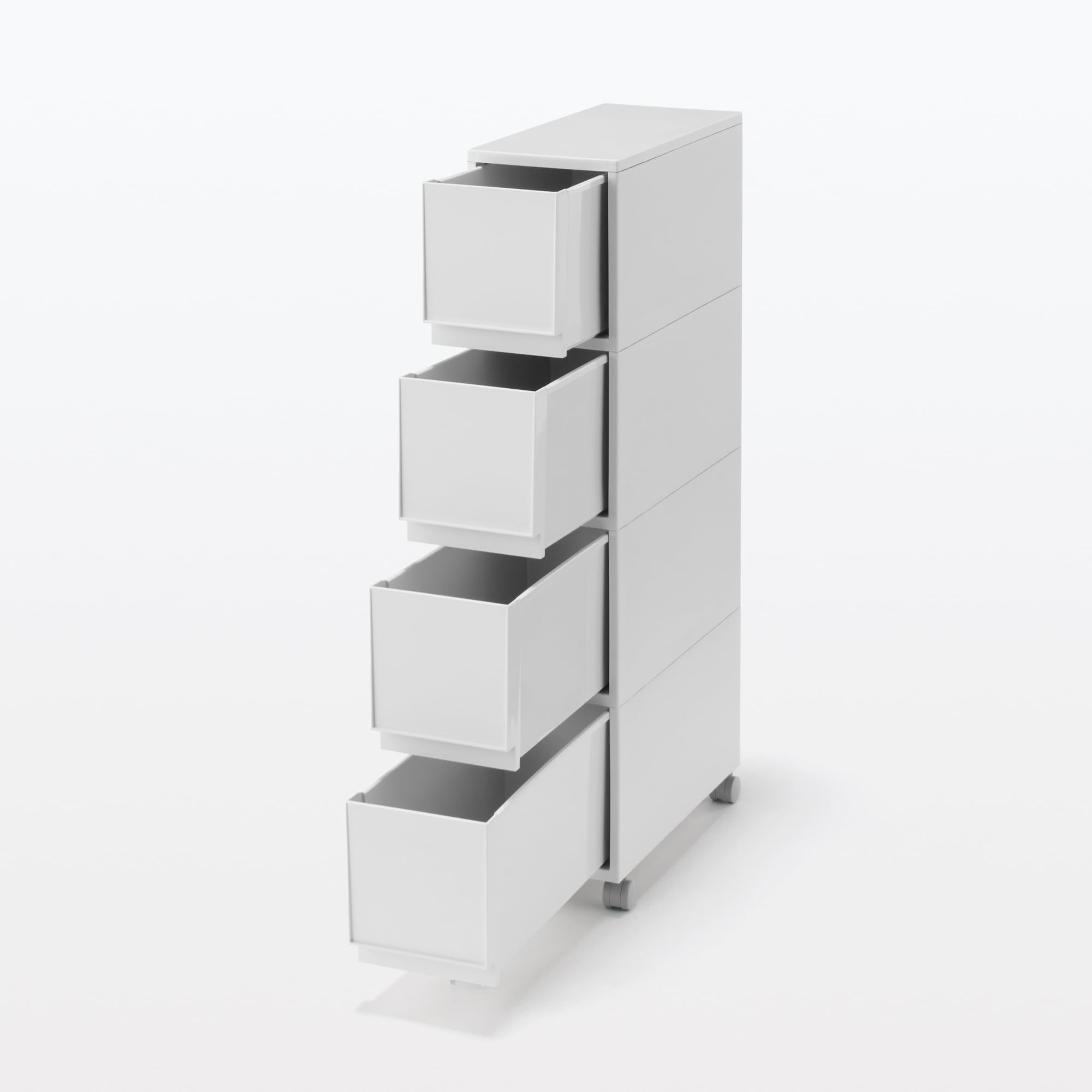 再生ポリプロピレン入り　収納ストッカー　キャスター付３　ホワイトグレー