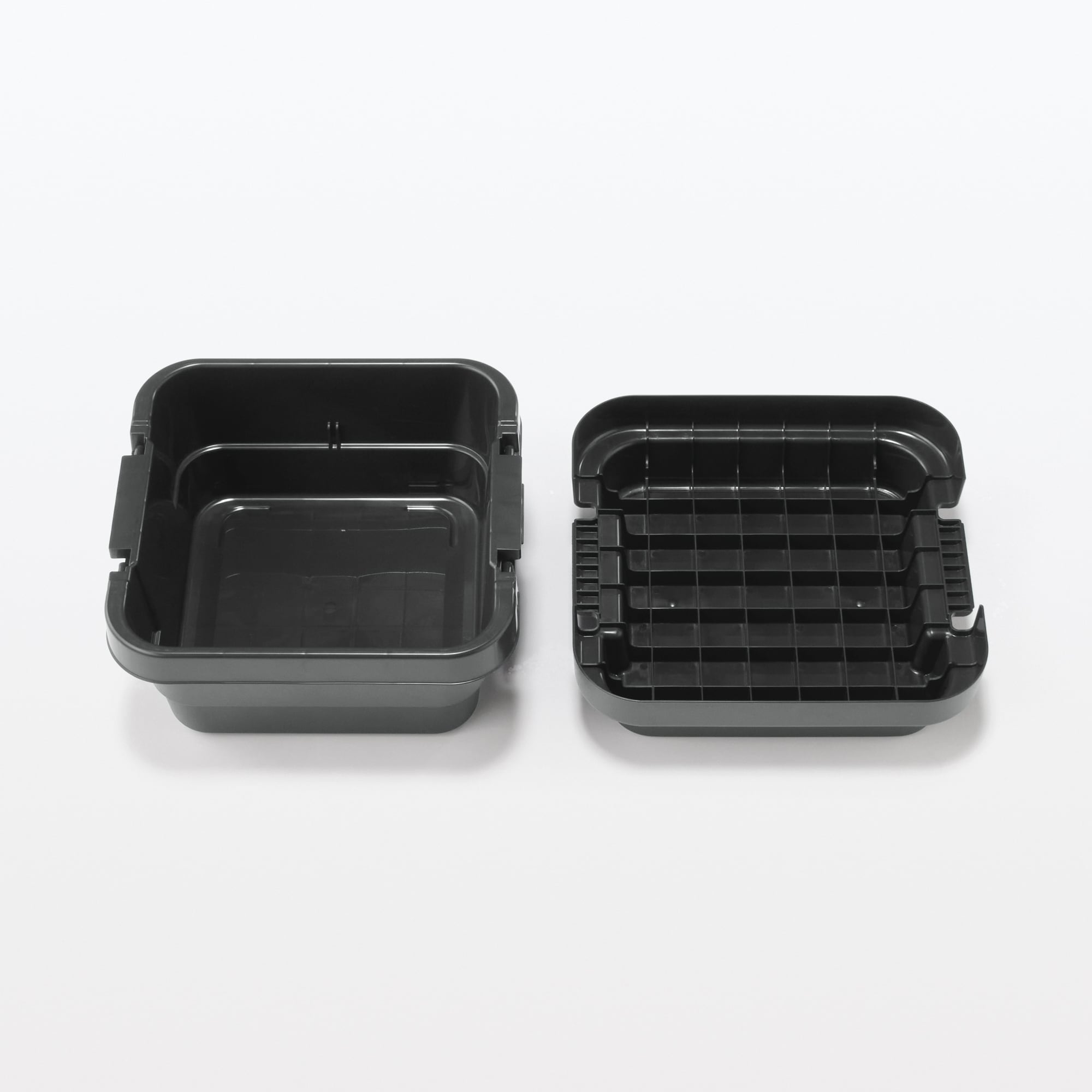 再生ポリプロピレン入り　頑丈収納ボックス　小　浅型　ダークグレー