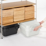 再生ポリプロピレン入り　頑丈収納ボックス　小　浅型　ダークグレー