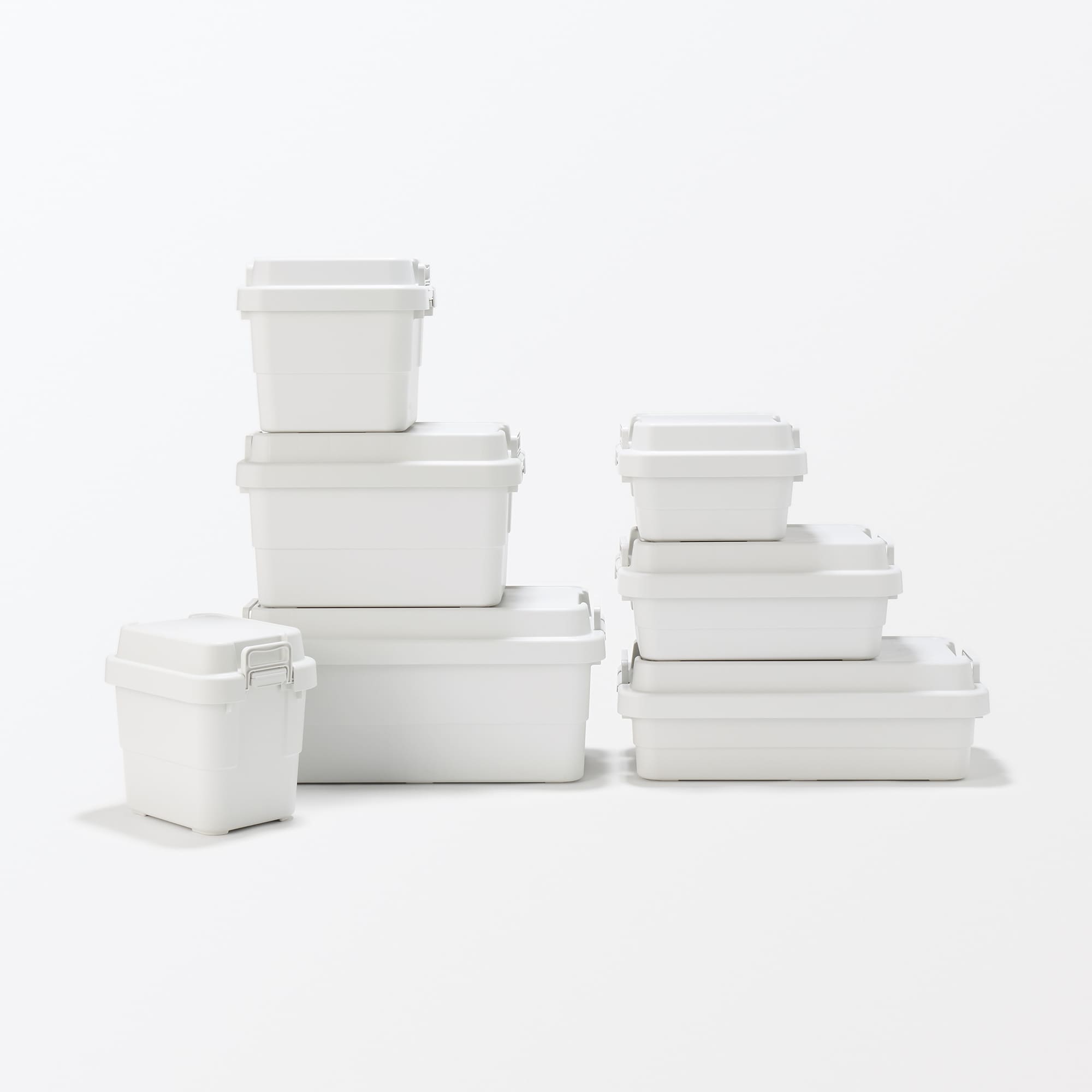 再生ポリプロピレン入り　頑丈収納ボックス　小　浅型　ホワイトグレー