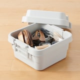 再生ポリプロピレン入り　頑丈収納ボックス　小　浅型　ホワイトグレー