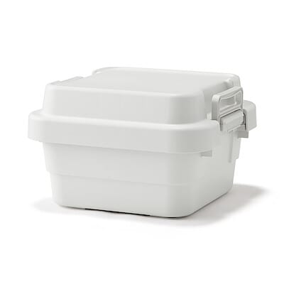 再生ポリプロピレン入り　頑丈収納ボックス　小　浅型　ホワイトグレー　１８Ｌ