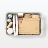 再生ポリプロピレン入り　頑丈収納ボックス　大　浅型　ホワイトグレー