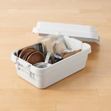 再生ポリプロピレン入り　頑丈収納ボックス　大　浅型　ホワイトグレー