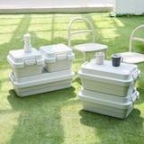 再生ポリプロピレン入り　頑丈収納ボックス　特大　浅型　ホワイトグレー