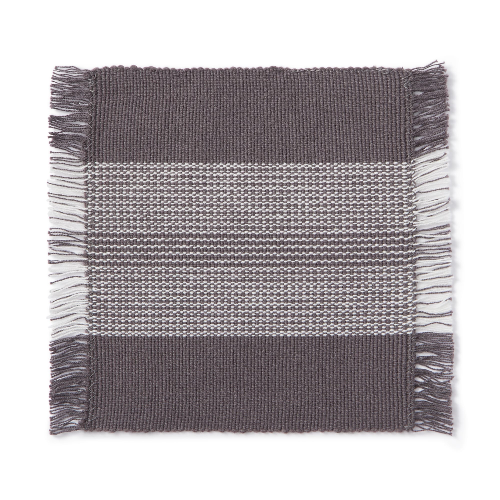 インド綿あぜ織　コースター／フリンジ