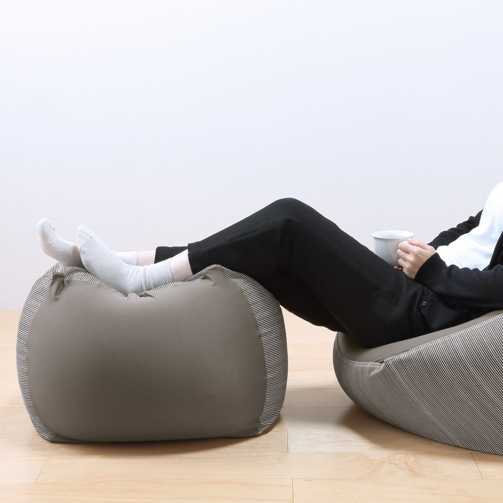 体にフィットするソファ　小　セット　綿デニム　ヒッコリー