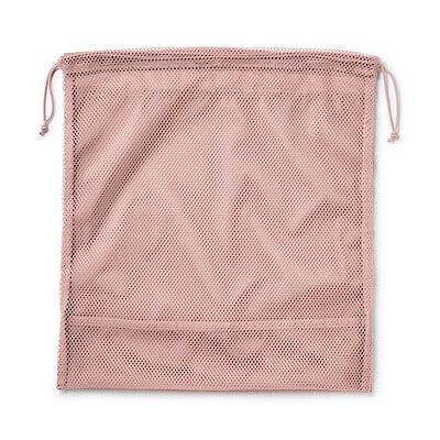 【Ｌ】ポリエステルメッシュ巾着　ダブルタイプ　約３４×３７×１４ｃｍ
