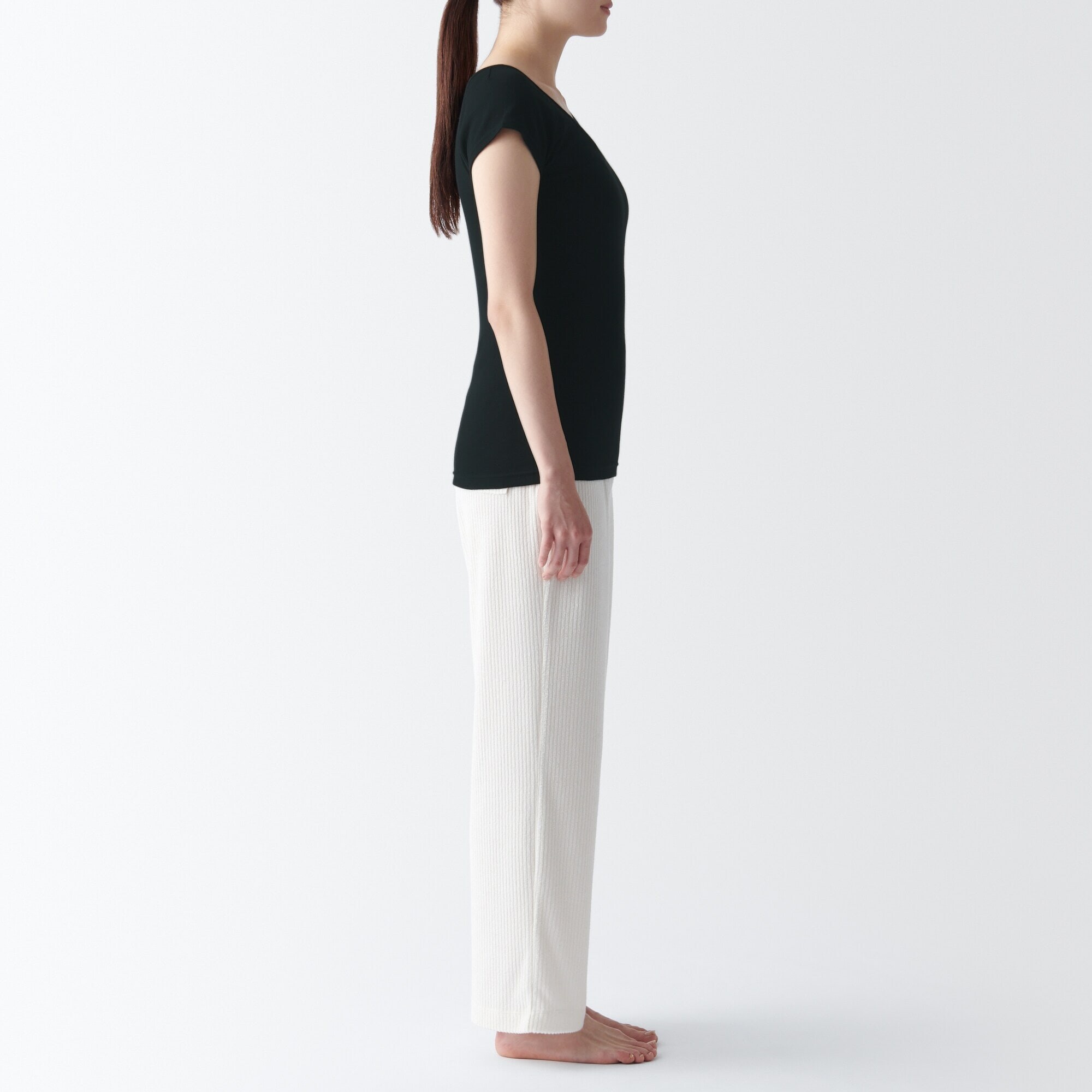 婦人　フライス編みフレンチスリーブＴシャツ