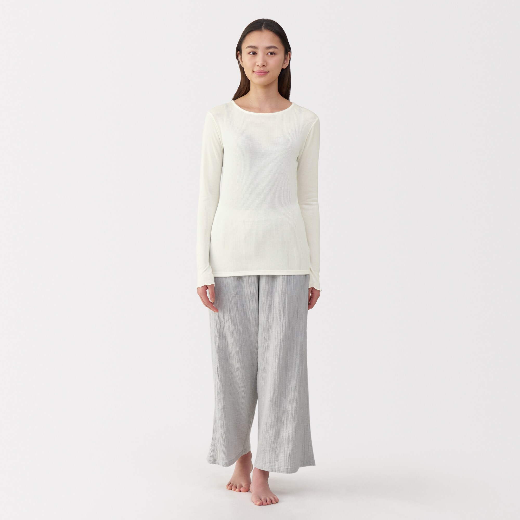 無印良品　MUJI Labo 婦人　シルク混クルーネック長袖プルオーバー　L 婦人 シルク混クルーネック長袖プルオーバー | 無印良品