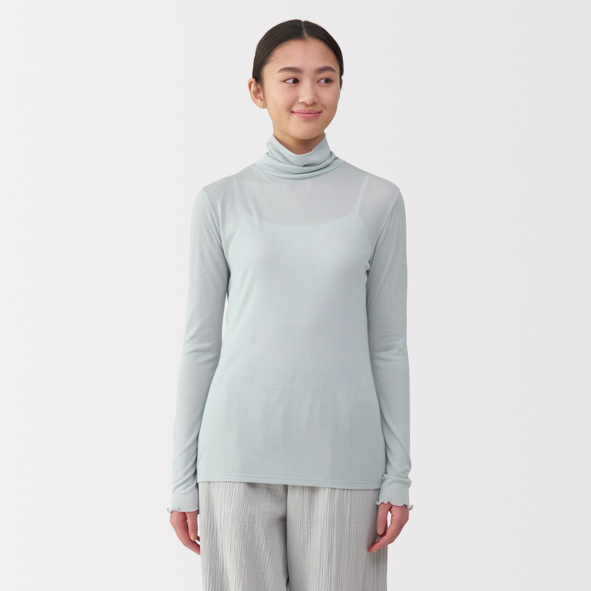 充実の品 婦人 無印良品 | シルク混シアータートルネック長袖Tシャツ トップス