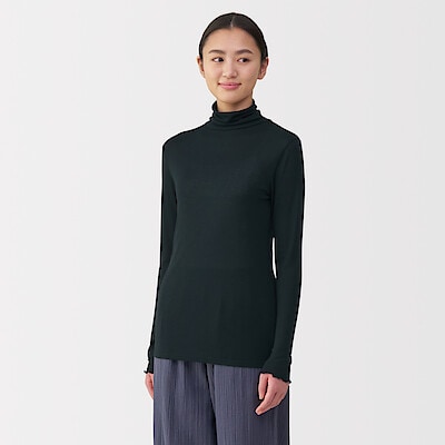 婦人　シルク混シアータートルネック長袖Ｔシャツ
