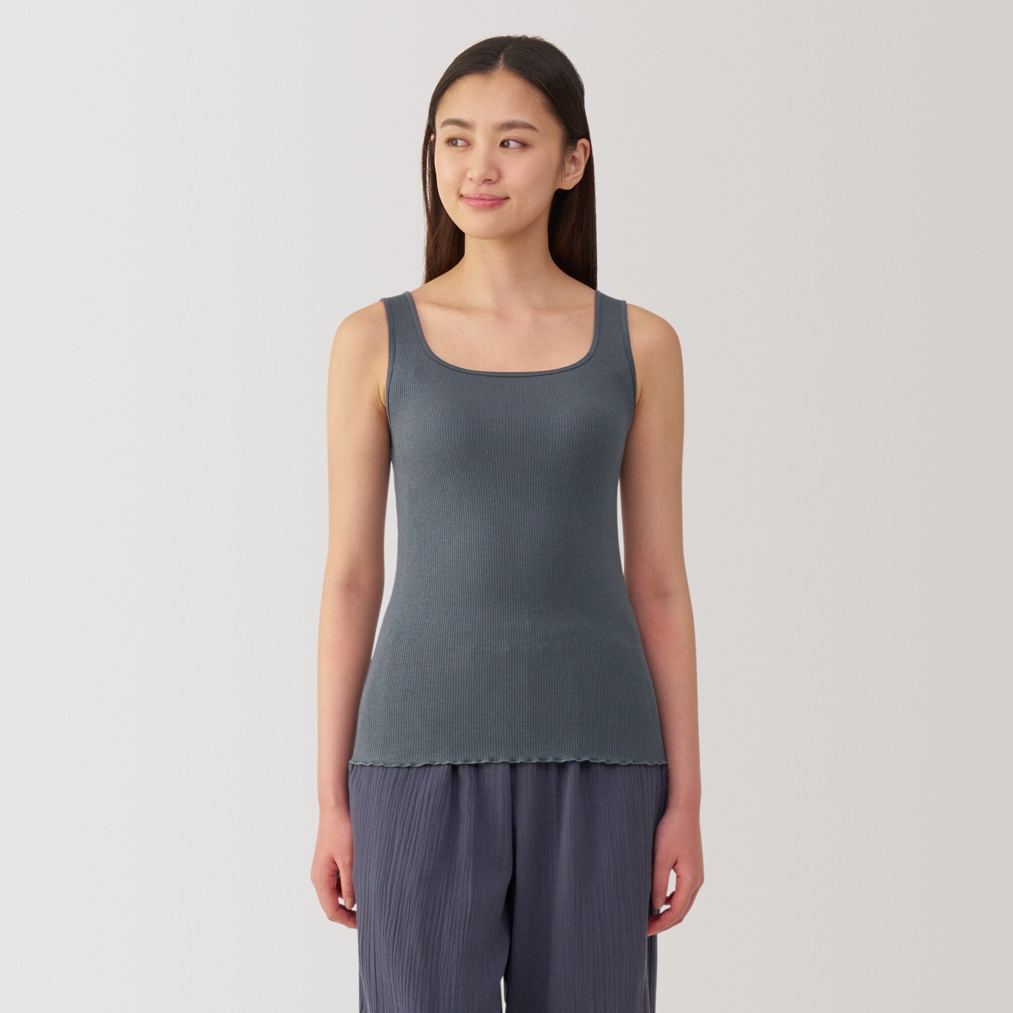 婦人　なめらかリブブラタンクトップ