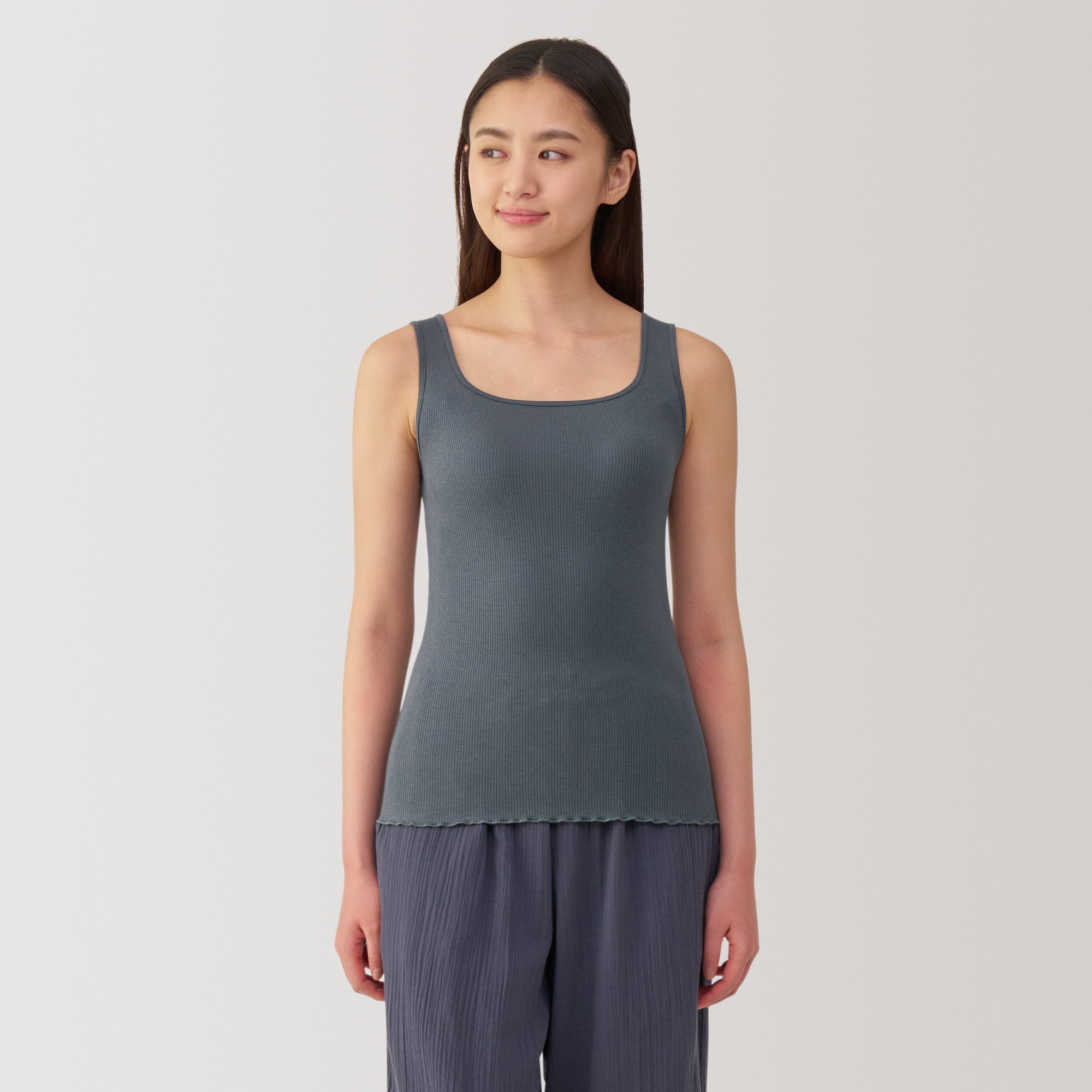 婦人　なめらかリブブラタンクトップ