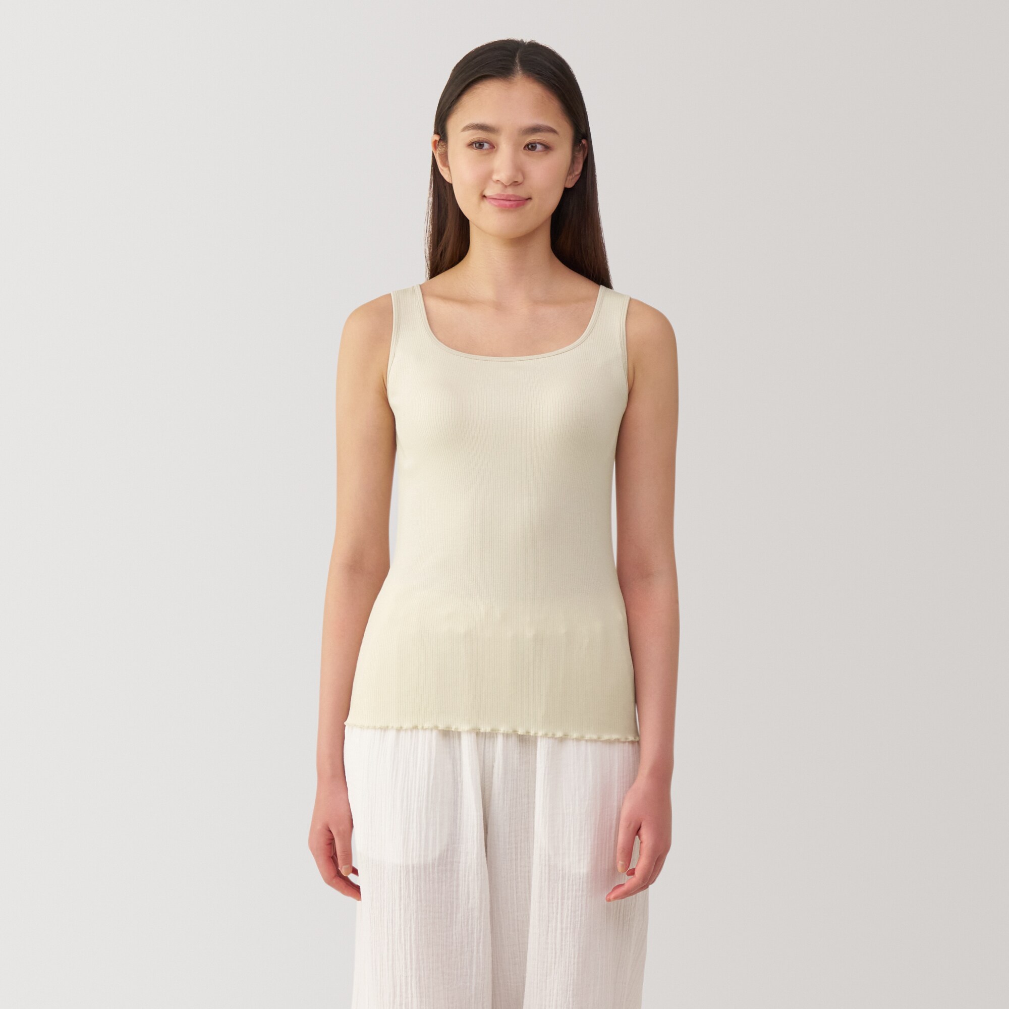 婦人　なめらかリブブラタンクトップ