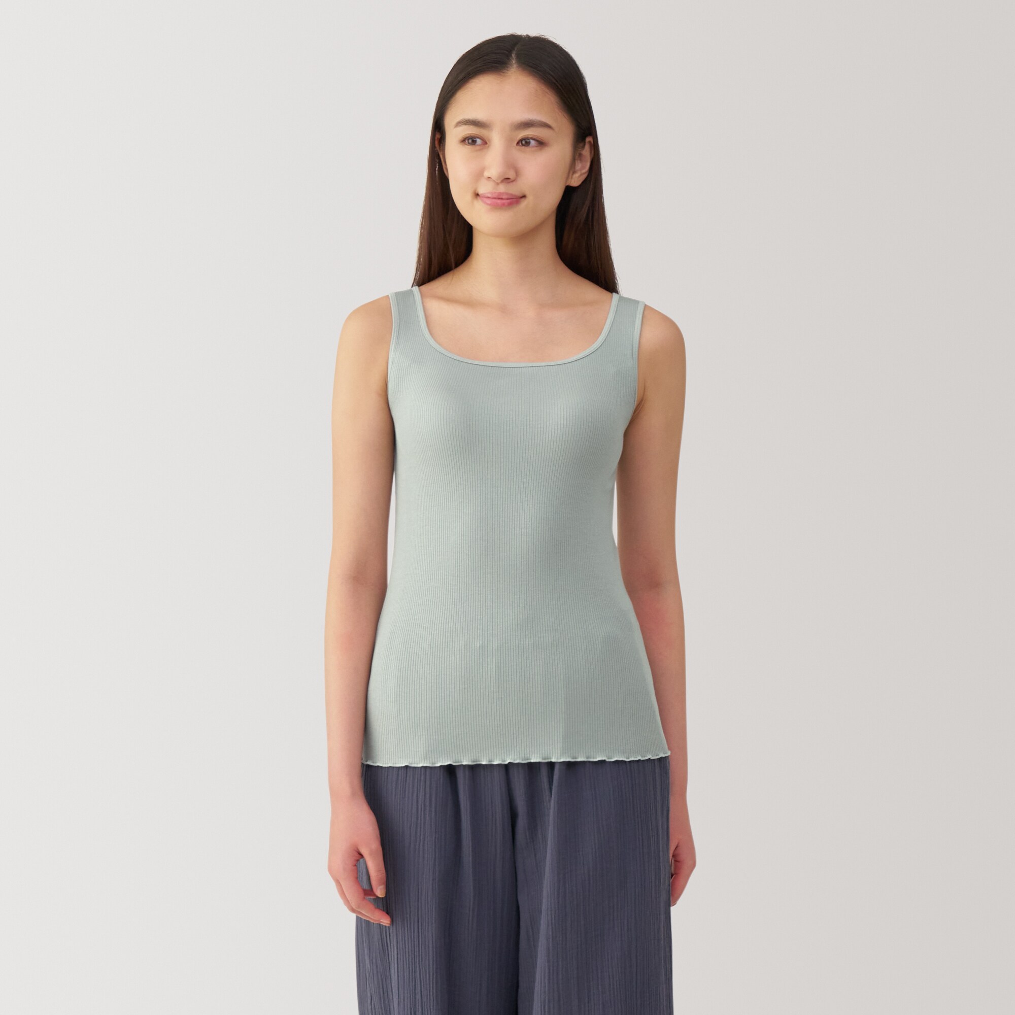 婦人　なめらかリブブラタンクトップ