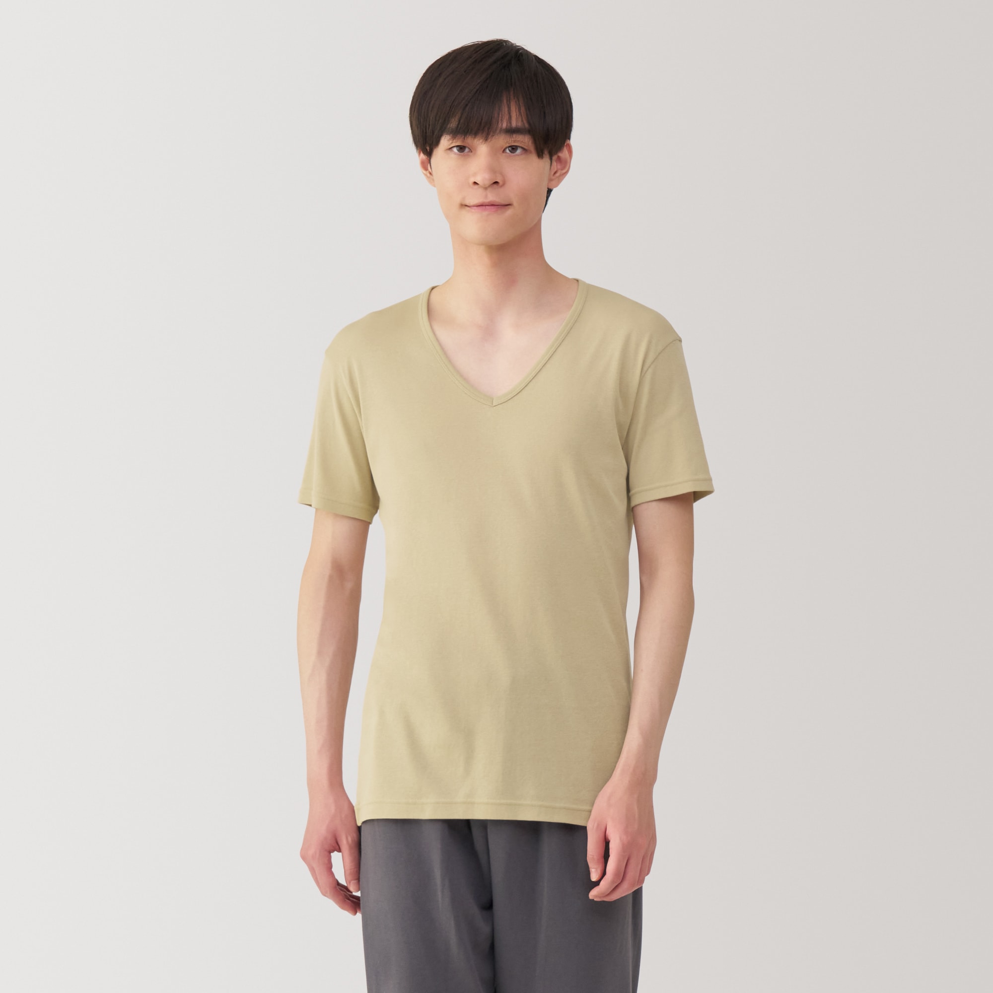 紳士 さらっと綿 Vネック半袖Tシャツ | 無印良品