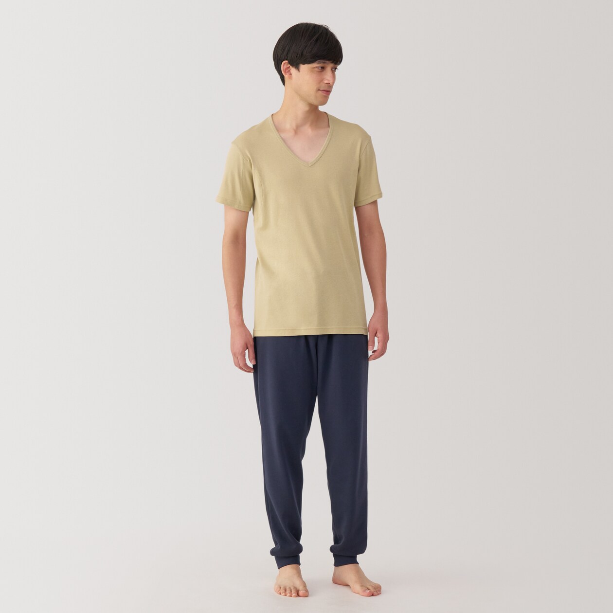 紳士　さらっと綿　汗取りパッド付　Ｖネック半袖Ｔシャツ