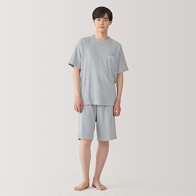 「２着セット」無印良品　着るタオル 両面パイル半袖パジャマ Mサイズ オフ白 婦人 着るタオル 両面パイル半袖パジャマ | 無印良品