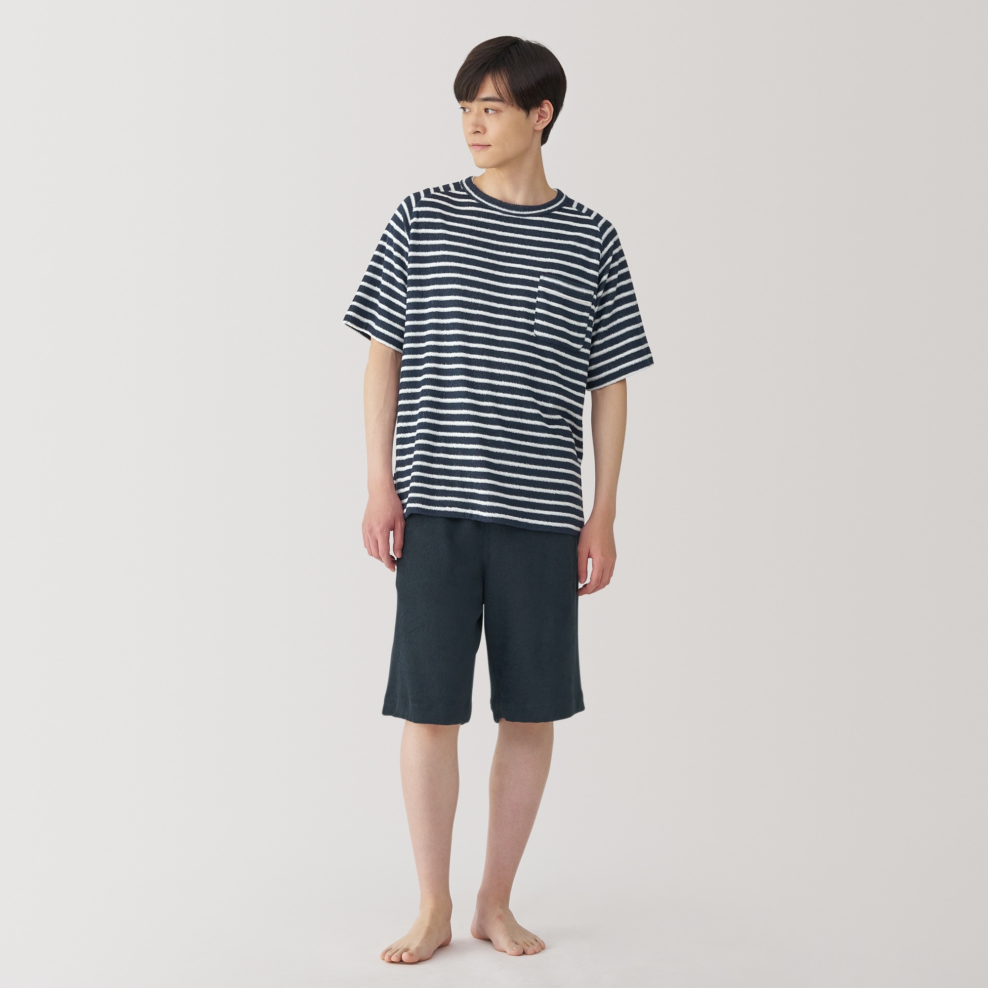 「２着セット」無印良品　着るタオル 両面パイル半袖パジャマ Mサイズ オフ白 婦人 着るタオル 両面パイル半袖パジャマ | 無印良品