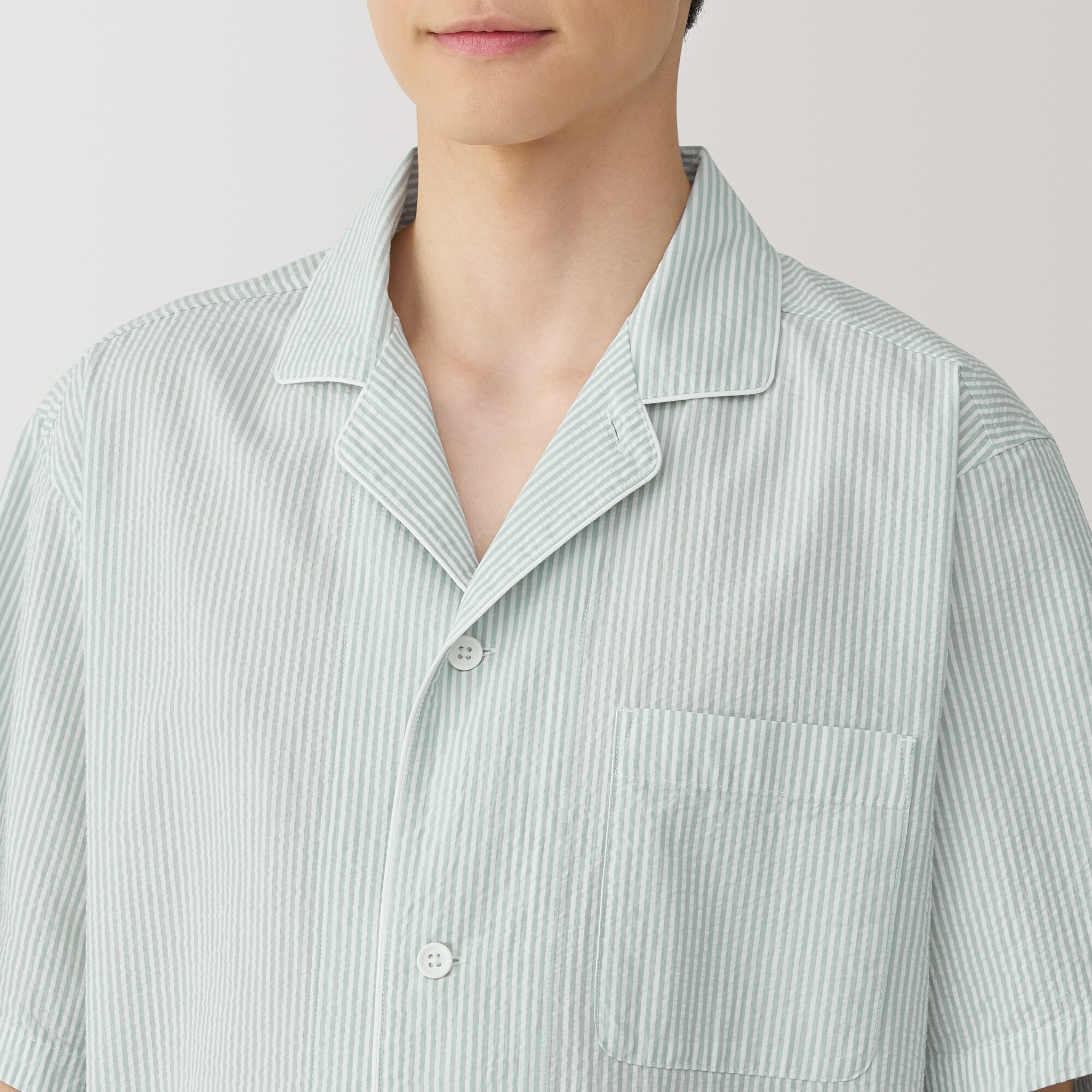 yunaoki　無印良品　サッカー織　半袖パジャマネイビーチェック柄　M yunaoki様 専用 無印良品 サッカー織 半袖パジャマネイビー