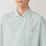 紳士　脇に縫い目のない　サッカー織　半袖パジャマ