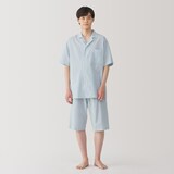 紳士　脇に縫い目のない　サッカー織　半袖パジャマ