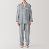 紳士　脇に縫い目のない　二重ガーゼ長袖パジャマ