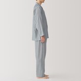 紳士　脇に縫い目のない　二重ガーゼ長袖パジャマ