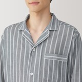 紳士　脇に縫い目のない　二重ガーゼ長袖パジャマ