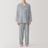 紳士　脇に縫い目のない　二重ガーゼ長袖パジャマ