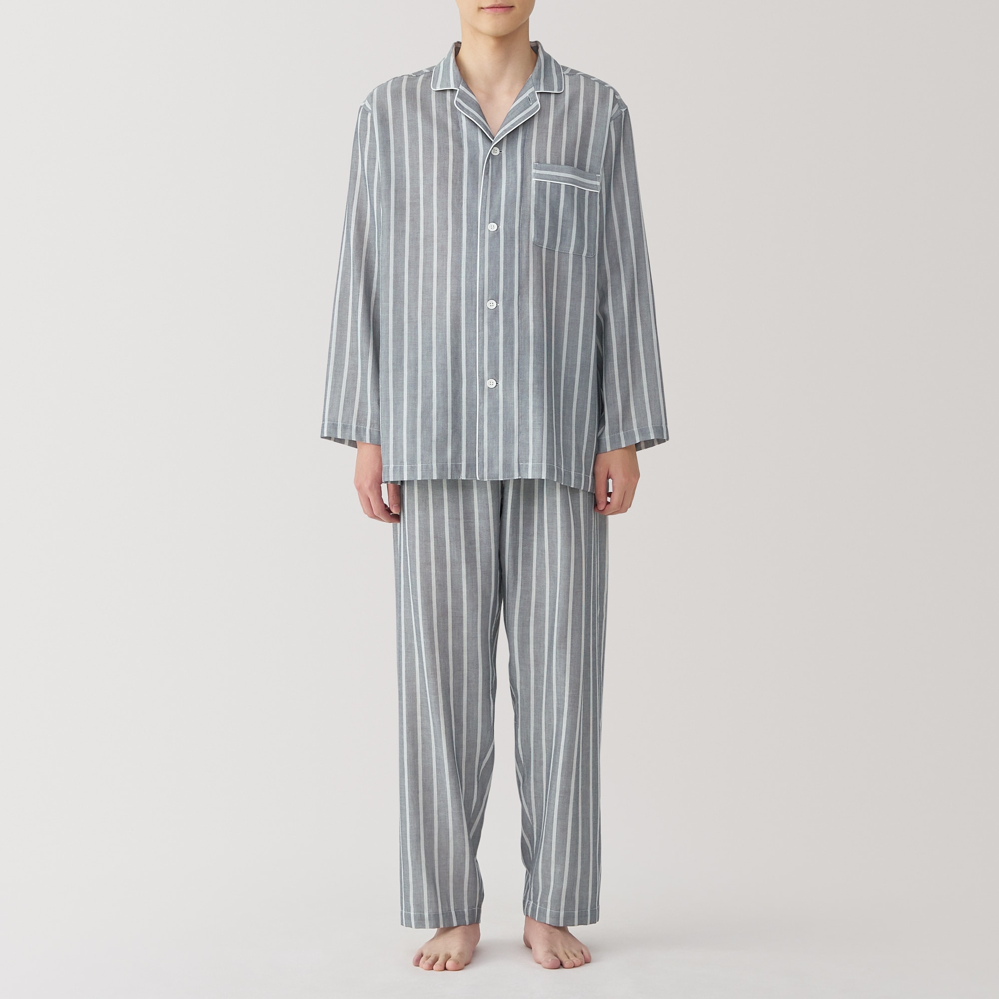 専用☆MUJI パジャマ M 二重ガーゼ 紳士 脇に縫い目のない 二重ガーゼ長袖パジャマ | 無印良品