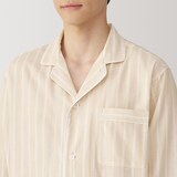 紳士　脇に縫い目のない　二重ガーゼ長袖パジャマ